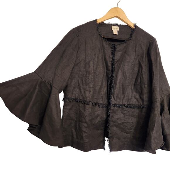 Chico's Bell Sleeve 100% Linen Weight Jacket Size 1 - Picture 2 of 6